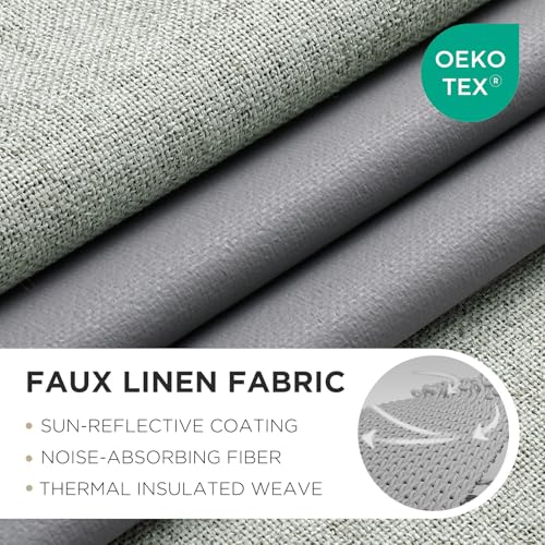 Image of Joydeco Blackout Curtains 90 Inches Long 2 Panels Burg, Room Darkening Curtains for Bedroom, 100% Black Out Textured Thermal Drapes Privacy Protection 2 Panels Set(W52 x L90 Inch, Sage Green)