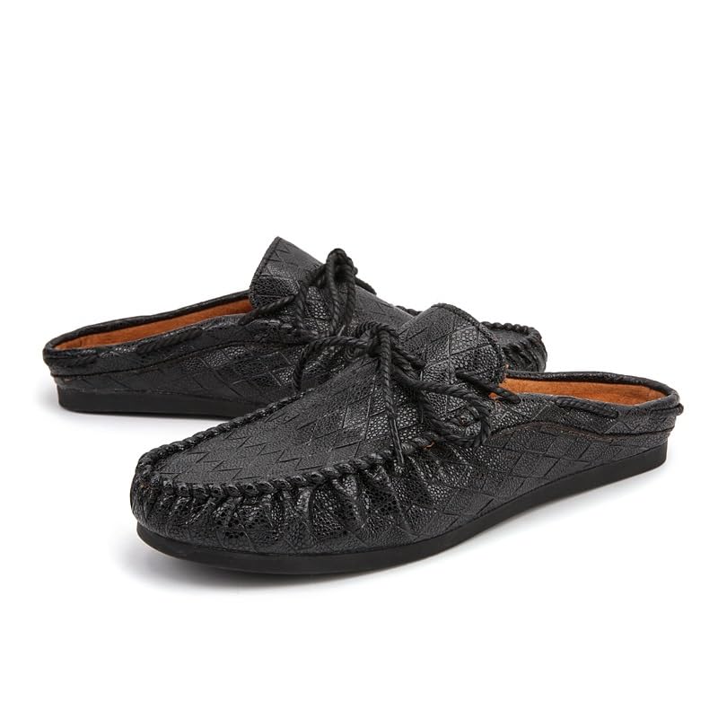 Loafers For Men Round Toe PU Leather Mule Slippers Sandals Anti-slip Lightweight Flexible Prom Party Slip-ons3