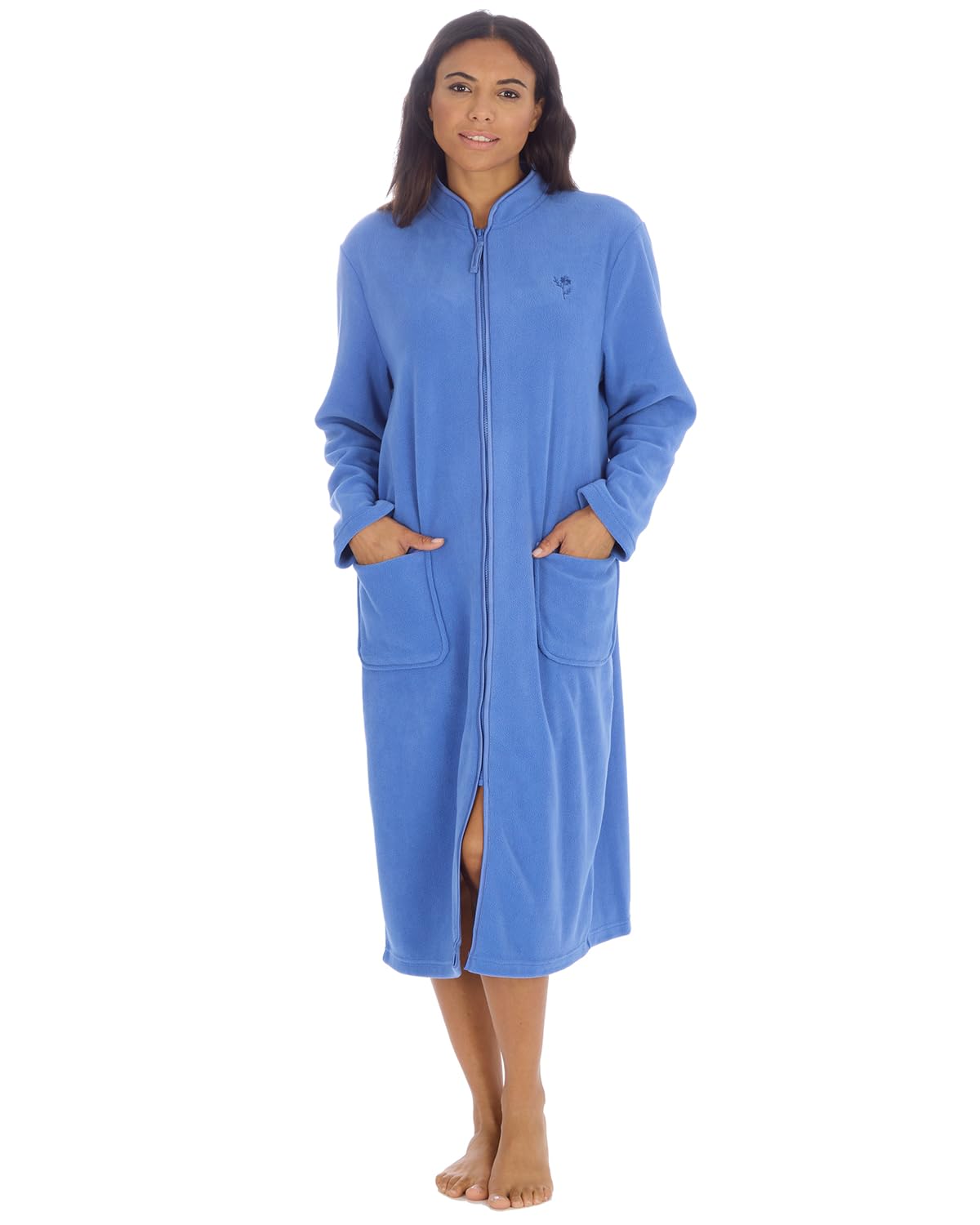 Slumber Hut Ladies Zipped Soft Fleece Dressing Gown 4045 Blue 26-28