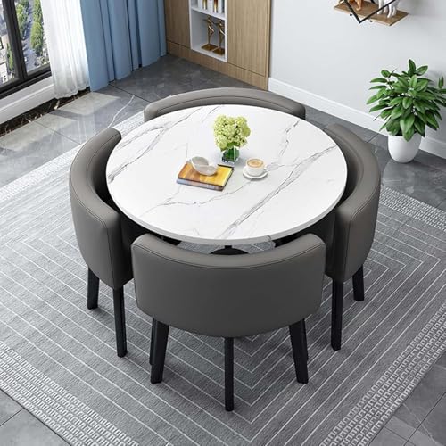 Générique Carré Table Ronde de Conférence avec 4 Chaises - Ensemble 5 Pièces pour Salon, Salle à Manger, Cuisine - Chaises Encastrables - K, 80cm/31.5in