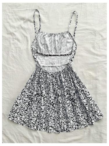 Floerns Girl's Floral A Line Backless Cami Dress Spaghetti Strap Holiday Short Dresses2