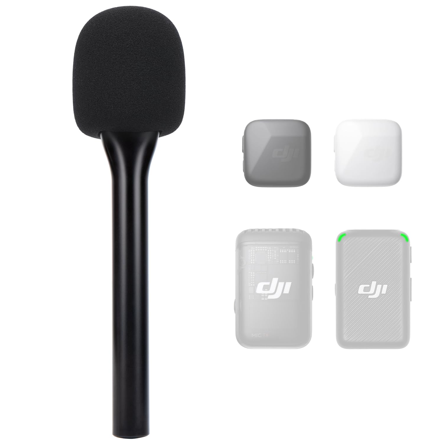 SUNMON Handheld Wireless Mic Stand for DJI Mic 1/2/Mic Mini with Pop Filter | Handheld Mount Adapter for DJI Mic, 1 Mic Cover Foam Handheld for DJI Mic with 1 Pop Filter