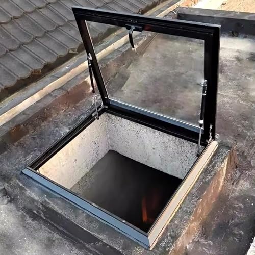 Ventana de techo personalizable para ático y sótano. Tapa de escotilla de ventilación manual para techos inclinados/planos, solución de iluminación diurna (85 x 95 cm)
