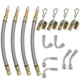 VOTNMIC Valve Stem Extensions,2Pcs 7Inch and 2Pcs 12Inch Dual Flexible Stainless Steel Braided Valve Stem Extenders, 6 Pieces 45 90 135 Degree Brass Valve Stem Extender Tire for Most Cars Truck