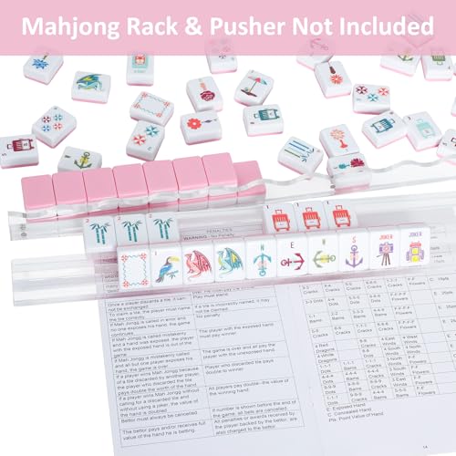 Set de Mahjong Americano Grabado Rosa con Bolsa miniatura 4