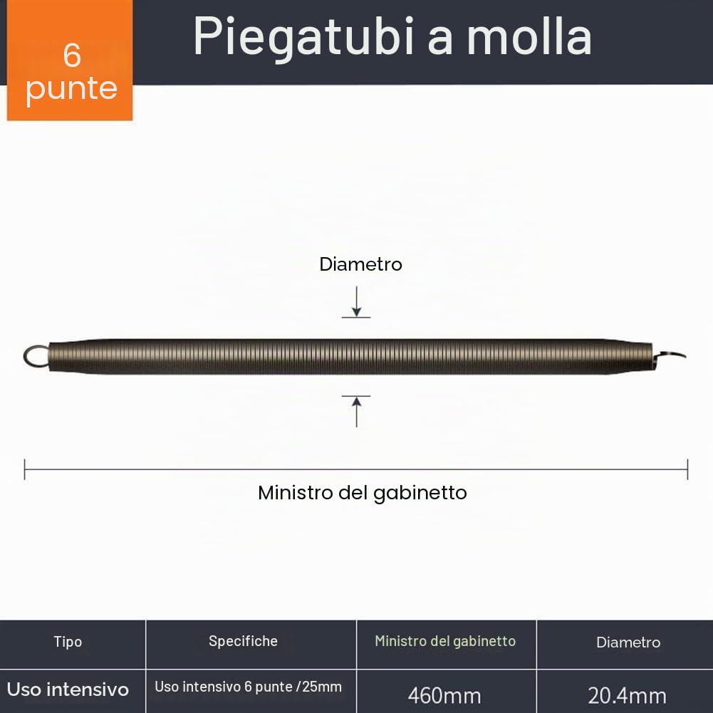 Piegatubi a molla curva 420 mm, 4 punkty 20 mm, narzędzie do gięcia rur PVC