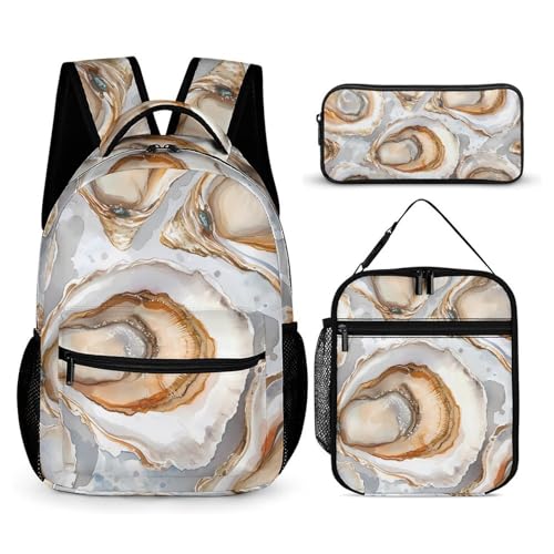 Oysters 3 PCS Backpack Set Casual Daypack with Insulated Lunch Bag & Pencil Case