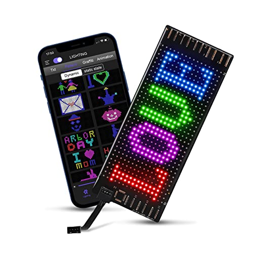 DIYOYOTM Led Namensschild, 17 X 7cm Led Anzeigetafel, Led Laufschrift Programmierbar, Leuchtschild FüR Auto, LKW Namensschilder, Text, Graffiti, Smart App, Bluetooth Usb 5v