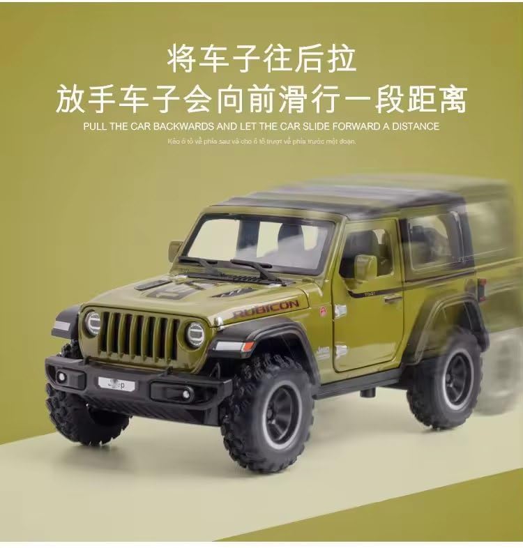 Image of 1:32 Alloy Model Car Compatible for Wrangler Rubicon Style, Diecast Pull Back Toy Car with Light & Sound for Kids Boys Girls Gift (Green)