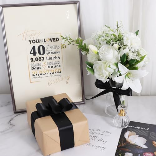 TONIFUL breites schwarzes Satinband, 5,1 cm x 22,8 m, solides Stoffband, Rolle für Valentinstag, Basteln, Stuhlschärpe, Geschenkverpackung