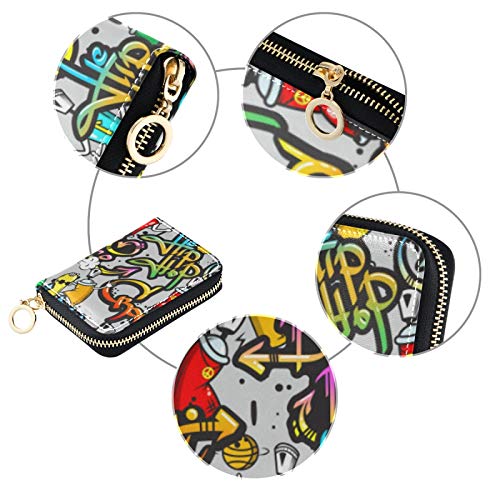 OTVEE Abstract Graffiti Spray RFID Credit Card Wallet, Microfiber Leather Zipper Card Case Holder for Women3