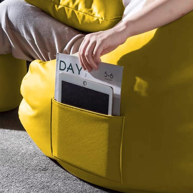 Image of CATALYST - (6XL Extra Comfort Big Jumbo Faux Leather Bean Bag with Free Footrest & Cushion Without Beans (Cover Only), Adult Size XXXXXXL Bean Bag Chair Capactity-Upto 6Feet, Color- (Yellow)