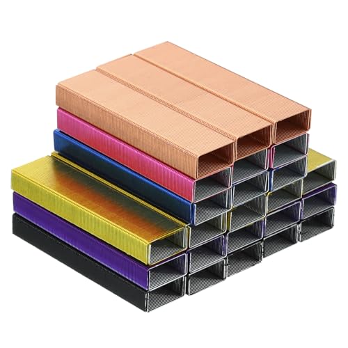 PATIKIL Grapas para Grapadora 6 (1000 uds por Uds) 26/6 Estándar 1/4' Longitud Atascos Libre Negro/Rosa Oro/Amarillo/Rosa Rojo/Púrpura/Azul