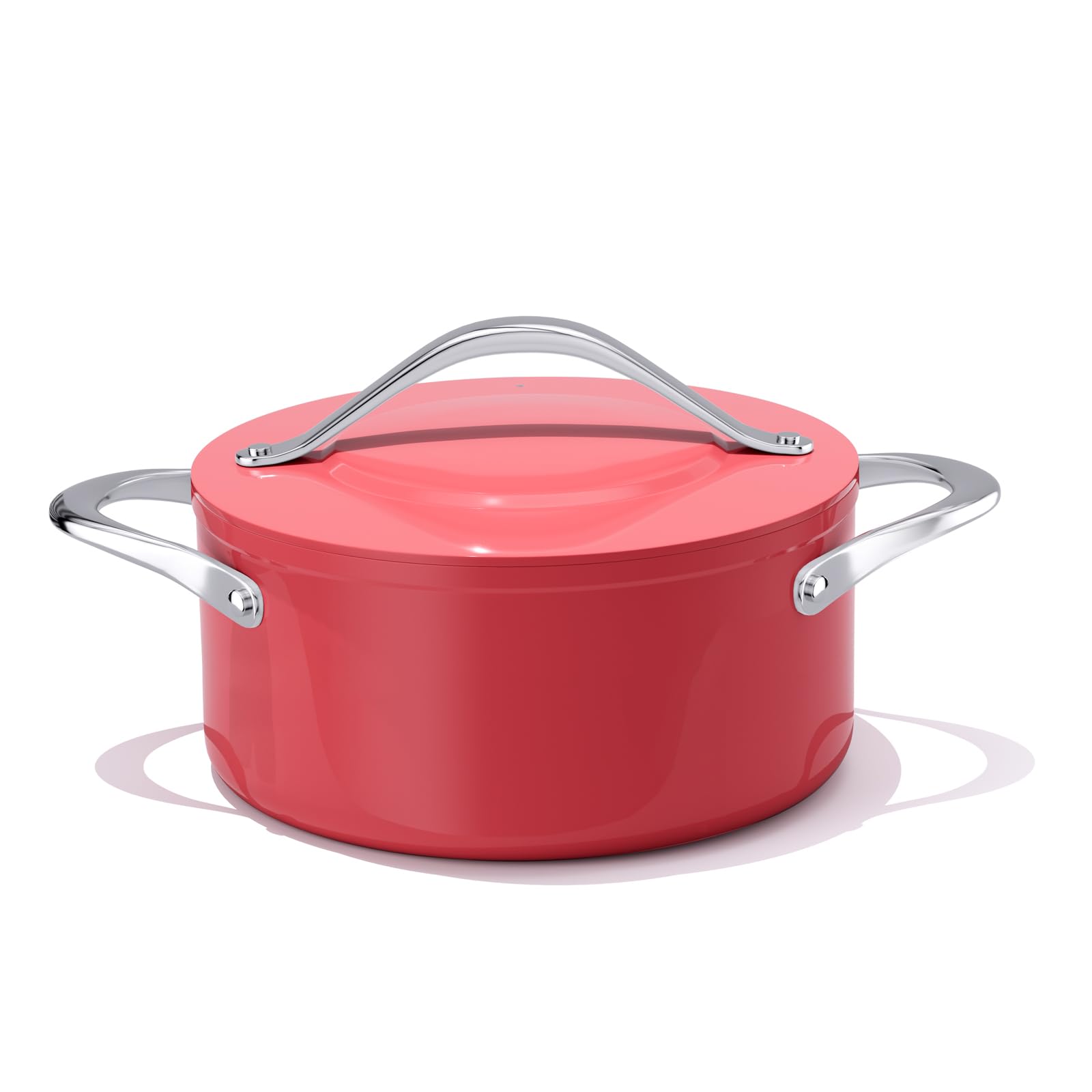 CookinCraze Ceramic Dutch Oven with Lid, 4.5 QT Nonstick Pot for Baking | Soups, Stews and Braising, PFAS Free Healthy Cookware, Compatible with All Stovetops, Oven Safe up to 500°F, Fusion Red