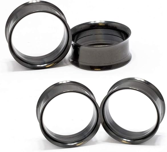 Coppia Di Tappi Per Le Orecchie In Acciaio Chirurgico IP Nero. E - Foto 5