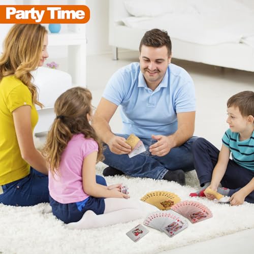 Jucoan 6PCS Spielkarten Plastik Spielkarten Wasserdichte Pokerkarten Plastik Poker Karte Pokerkarten Neuheit Pokerspiel Standard Spielkarten für Familienspielpartys Fest Spiele (Gold, Silber, Rosa) – Bild 8