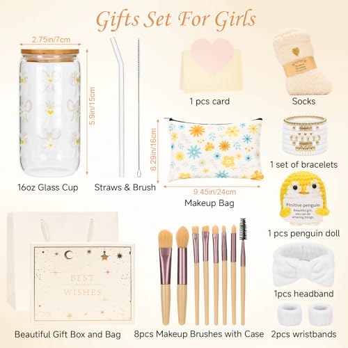 Miniatura 2 de Regalos Para Niñas Adolescentes 9 10 11 12 13 14 15 16 Años Navidad Regalo De Cumpleaños Set Mujeres Vaso Con Tapa De Pajita, Pincel De Maquillaje, Neceser De Maquillaje, Pulsera, Calcetines, Cinta