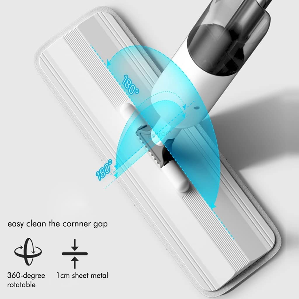 Microfibra Spray MOP, trapeador de Microfibra de Giro de 180 Grados con 35 0ml Botella Recargable Incluye 2 Almohadillas Reutilizables de Microfibra