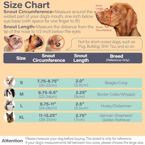 ZYEKIU Maulkorb Mittlere Hunde Maulkorb für Große Hunde Dog Mmuzzle Langlebig und Wiederverwendbar Dog Muzzles für Kleine, Mittlere（XL, Schwarz