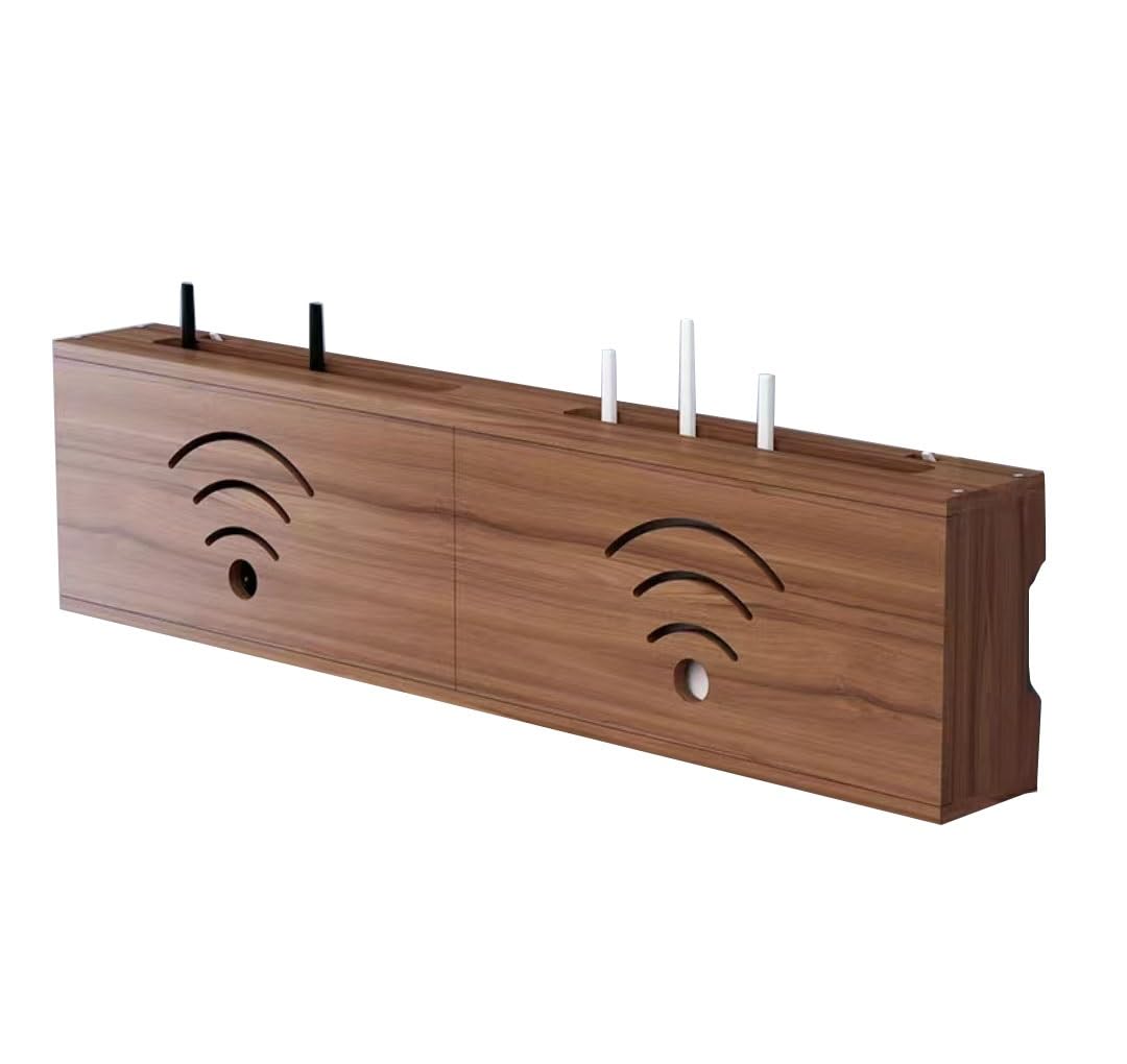 Scatola Gestione Cavi A Parete Senza Trapano Router Porta TV Legno Multicolor 40-60-80 cm(Brown,60cm)