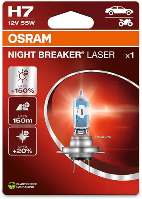 OSRAM NIGHT BREAKER LASER H7 Halogen Headlight Bulb - +150% Brightness
