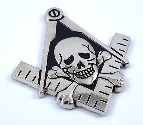Mason Masonic auto Emblem with Skull Chrome Black 3