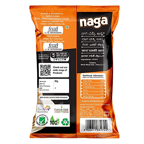 Image of Naga Sooji Whole Wheat (Chakki Fresh) Atta, 5 kg
