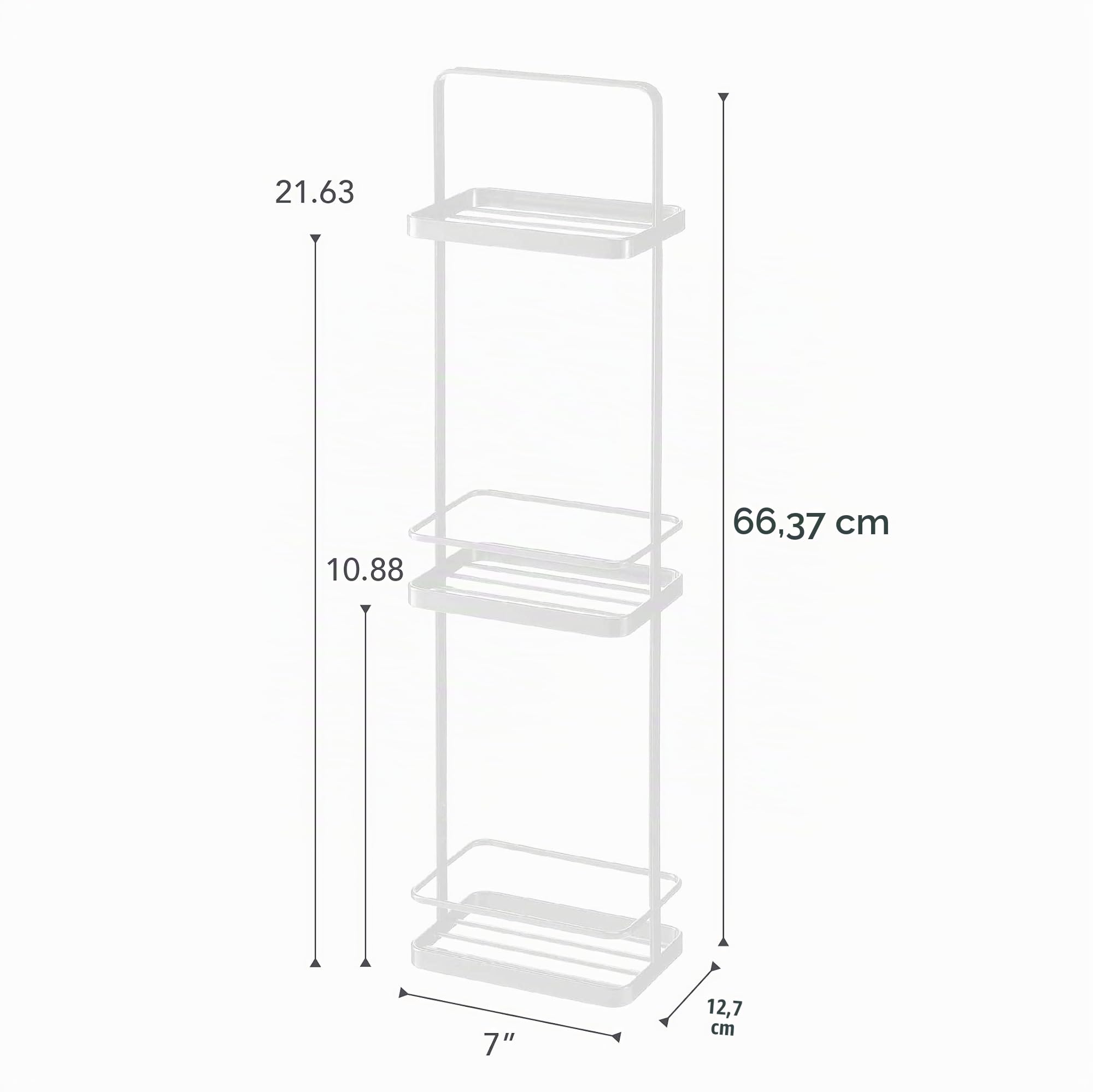 YAMAZAKI 6634 TOWER 3Tiered Rack, white, Steel, 18 x 12 x 67 cm