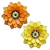 hogardeck Metal Sunflower Wall Decor - 2 Pcs 9'' Outdoor Wall Art Metal Flower Backyard Decorations Sunflower Kitchen Bathroom Decor Hanging for Indoor, Outdoor, Living Room, Bedroom