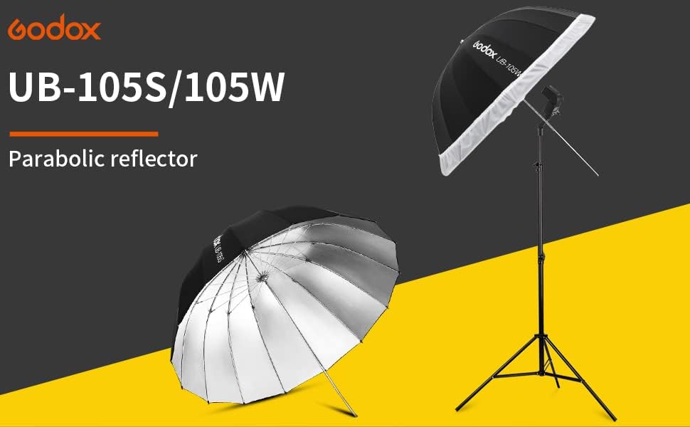 Godox 105cm Parabolische Paraplu Zwart & Zilver - kopen bij