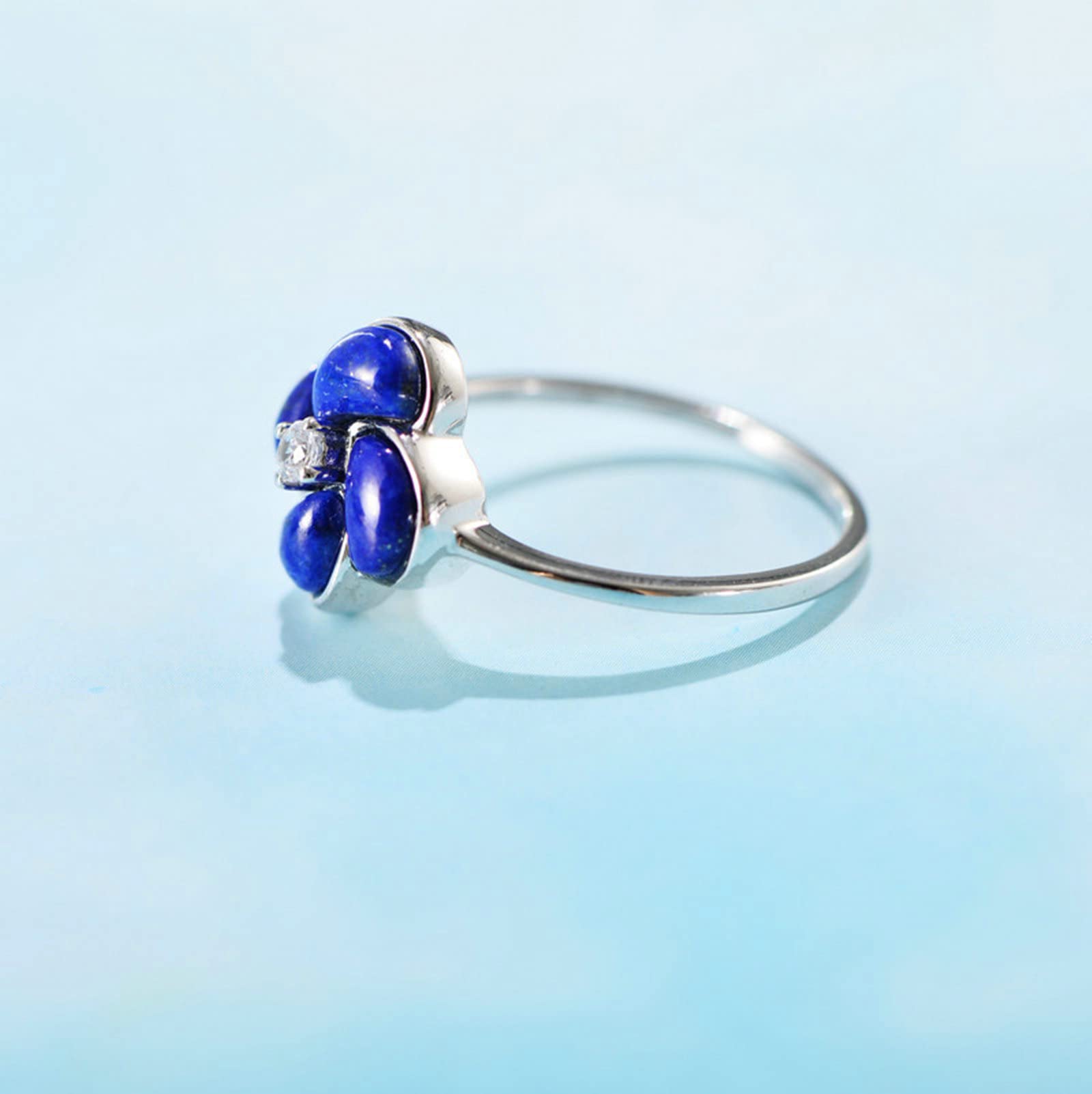 KnSam Anillos de plata 925, con forma de flor, anillo de plata para mujer, para mujer, Rock Biker Ring con circonitas blancas, joyas auténticas