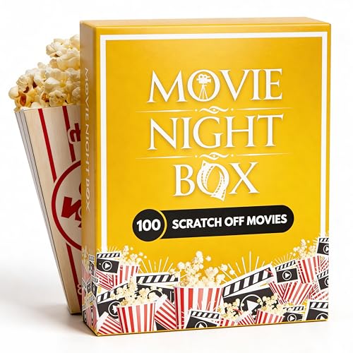 Movie Night Box: Top 100 Scratch-Off Movies & Hidden Gems - 10 Diverse Color-Coded Movie Genres - Interactive Game for Couples Family or Solo Entertainment - Gifts for Movie Lovers Him Her