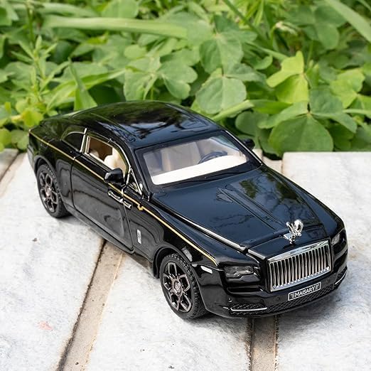 Image of 1 /32 Scale Rolls Royce Wraith Black Luxury Model Car Toy
