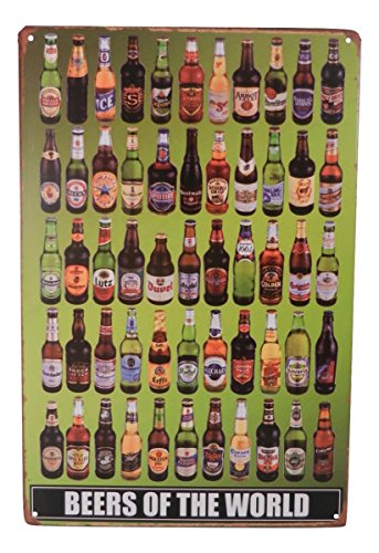 Strosportsandtech Beer of The World Funny Alcohol Drinking Tin Sign Bar Pub Diner Cafe Home Wall Decor Home Decor Art Poster Retro Vintage