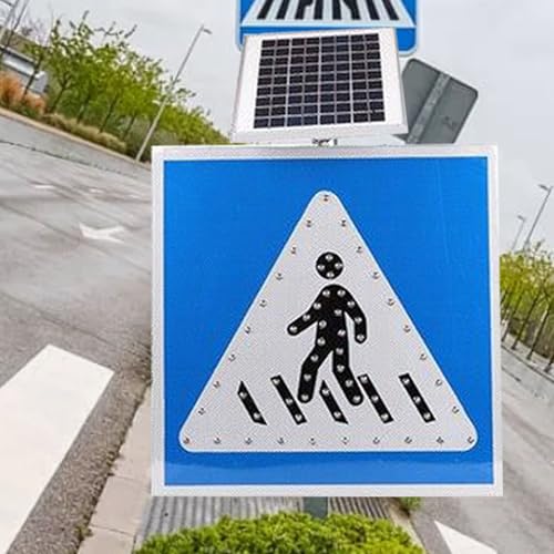 Panneau de passage piétons LED solaire 24 pouces en aluminium réfléchissant