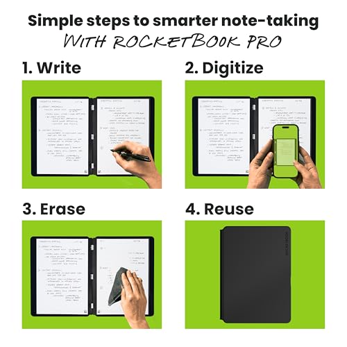 Rocketbook Pro Smart Reusable Notebook, Lined & Dotted Interchangeable Pages, For Work and Business Meetings, Letter Size 8.5x11, Blue - Image 3