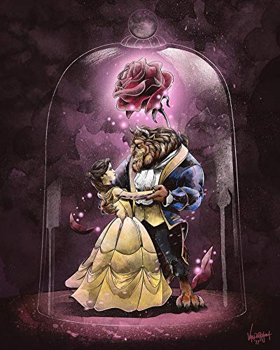 TOOINKCV 5D DIY Diamond Art Painting Kits, Pictures by Numbers Kits, Rhinestone Diamond Cross Stitch Embroidery Canvas Painting Pictures Painting for Children Adults Beauty and The Beast