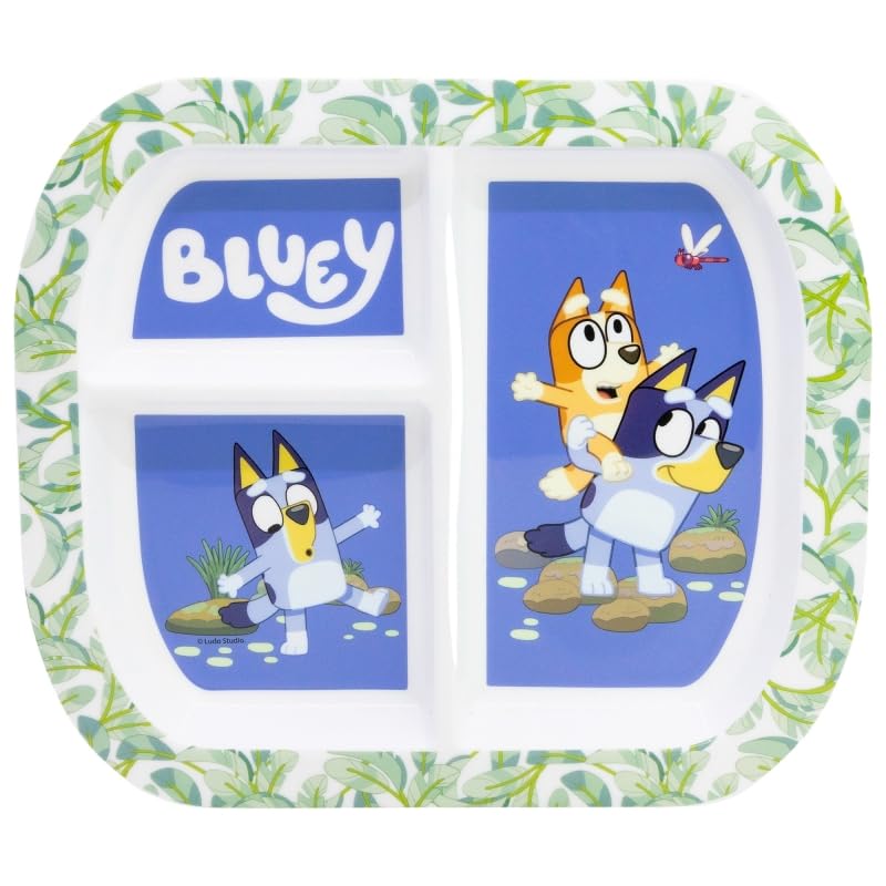 Golddunes Rectangular Divided Plate RESUSABLE Plastic 3 COMPARTMENTS (Bluey)