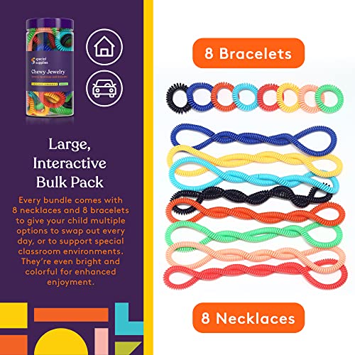 Special Supplies Chewy Jewelry Sensory Necklaces and Bracelets, 16 Pack, Soft and Flexible Silicone, Interactive Relief for Kids - Image 3