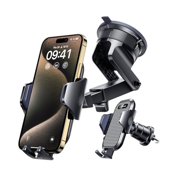 [True Military-Grade] Car Phone Holder VANMASS [2024 Strongest Suction & Clip] Cell Phone Mount for Dashboard Windshield Vent Truck Accessories Cradle Dash Stand for iPhone 15 Pro Max 14 13 12 Android