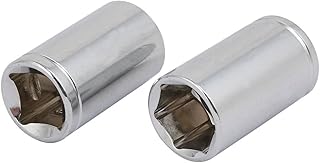 Aexit 1/2-inch Square Hand Operated Tools Drive 5/8-inch 6 Point Impact Socket Silver Tone 2pcs Model:58as240qo487