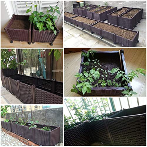 BAOYOUNI Rectangular Raised Garden Bed Kit Indoor Outdoor Plastic Planter Grow Box for Fresh Vegetables, Herbs, Flowers & Succulents, Brown, 61.41'' x 15.35'' x 8.66'' - Image 4