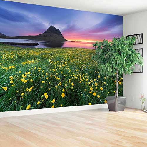 Papier peint fleurs jaunes auto-adhésif 416x254cm Tulup - 3