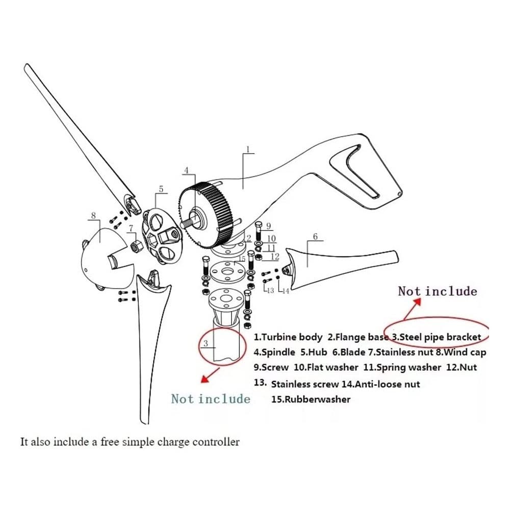 Kit generatore di turbina eolica da 400 W, 5 pale, regolatore di carica da 12 V/24 V, ideale per sistemi ibridi di energia solare ed eolica, soluzione efficiente per l'alimentazione del mulino a vento