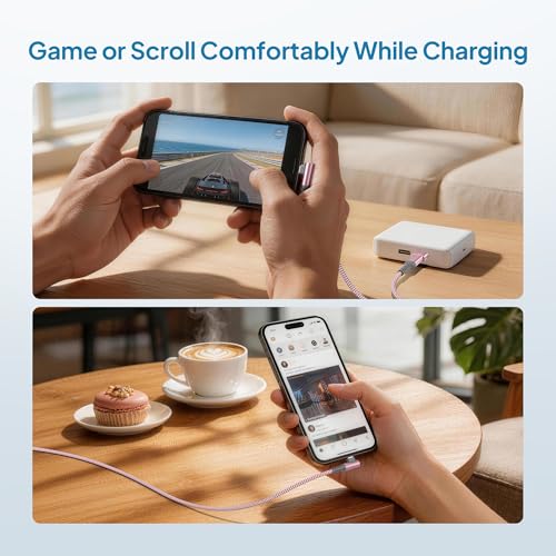 Image of Elebase Right Angled USB Type C to C 100W Cable 10FT with USB Adapter,90 Degree Charging Charger Cord for iPhone 15 Pro Max,Samsung Galaxy Z Flip Fold,Ultra,S22 S23 S24,A23,A31 A32 A33,A42,A52 A53 A54