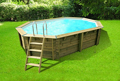 Piscine Bois AZURA UBBINK Allongée en Kit 550x355x120 cm Liner Bleu