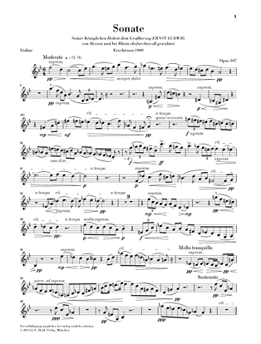 Klarinettensonate op. 107: Fassung für Violine: Besetzung: Violine und Klavier (G. Henle Urtext-Ausgabe)