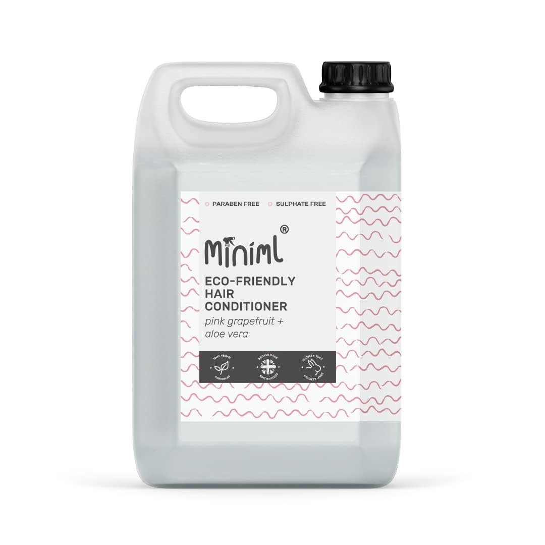 MinimlNatural Hair Conditioner Eco Friendly - 5L Refill Pink Grapefruit & Aloe Vera Men and Womens Sensitive Scalp & Skin Cruelty Free Vegan Formula - For Greasy, Curly, Dry Hair[Amazon-developed Certification] Compact by Design