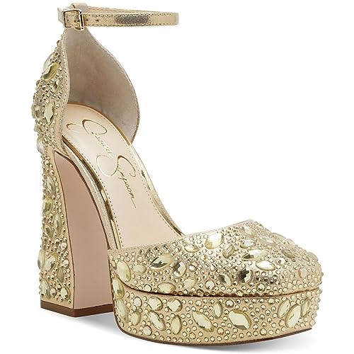 Jessica Simpson Womens Dreama Rhinestone Metallic Pumps