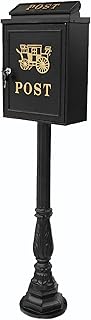 Mail Box Heavy Duty Mailbox, Euro Curbside Security Locking Post Box, Vintage Decorative Cast Aluminum Vertical Pedestal Letter Box